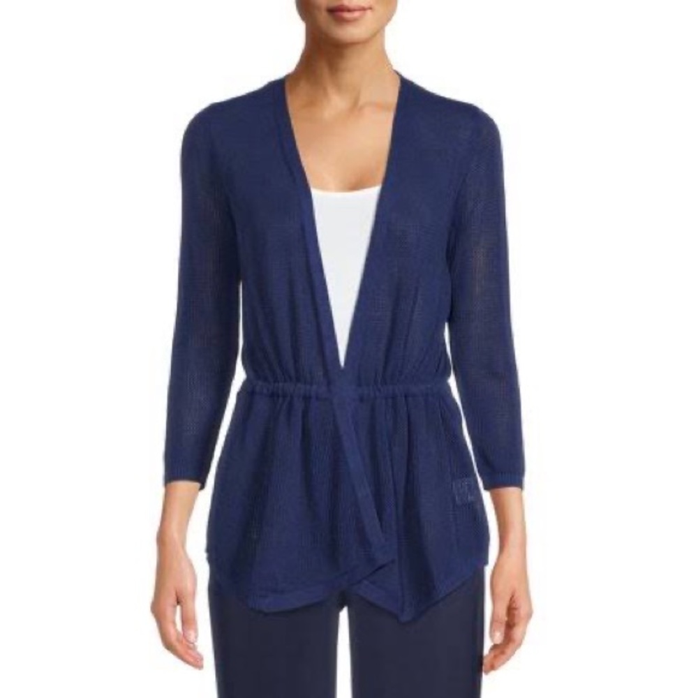 Joseph A. 3/4 sleeve pointelle cardigan